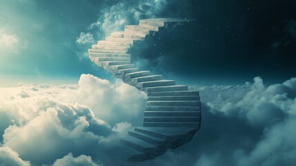 mystical transparent staircase from earth to heaven
