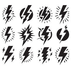 Lightning bolt silhouette vector illustration 