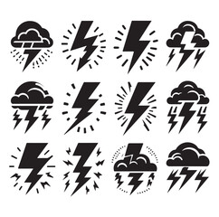 Lightning bolt silhouette vector illustration 