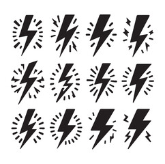 Lightning bolt silhouette vector illustration 