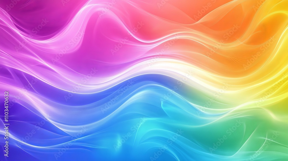 Poster Vibrant abstract rainbow wave background illustration with colorful flowing patterns and gradient effects