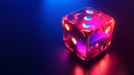 Isolated vector dice on white background. Polygonal abstract illustration. Low poly gaming cube. Front view. Digital geometric image of casino signs. 
