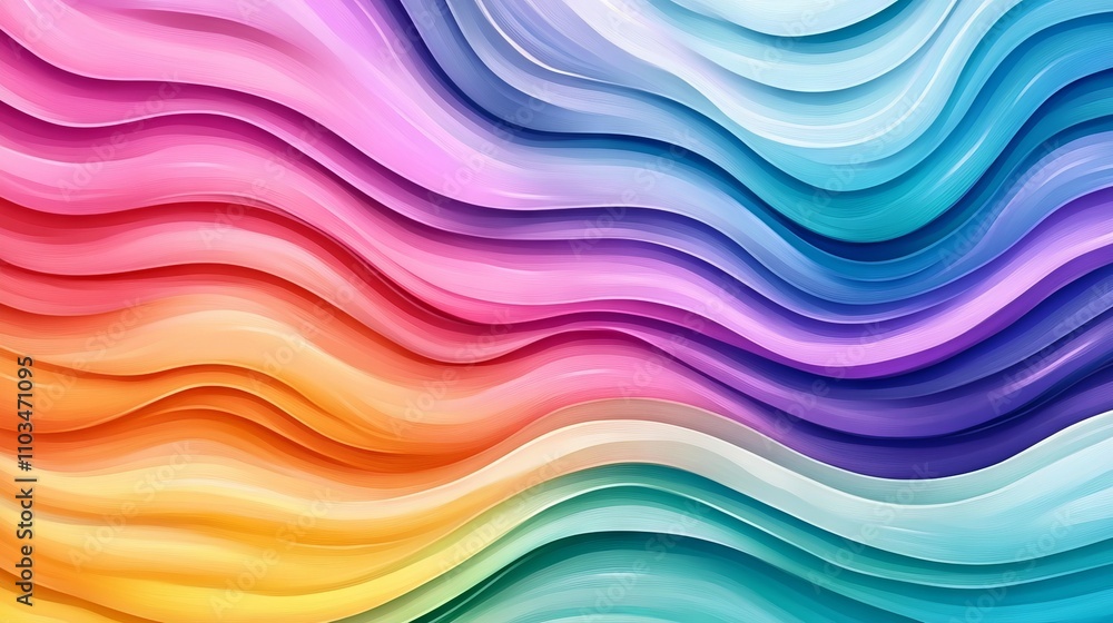 Poster vibrant abstract rainbow wave background illustration with colorful flowing patterns and gradient ef