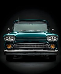 Bold vintage 1958 pickup truck with lifted design and rugged features