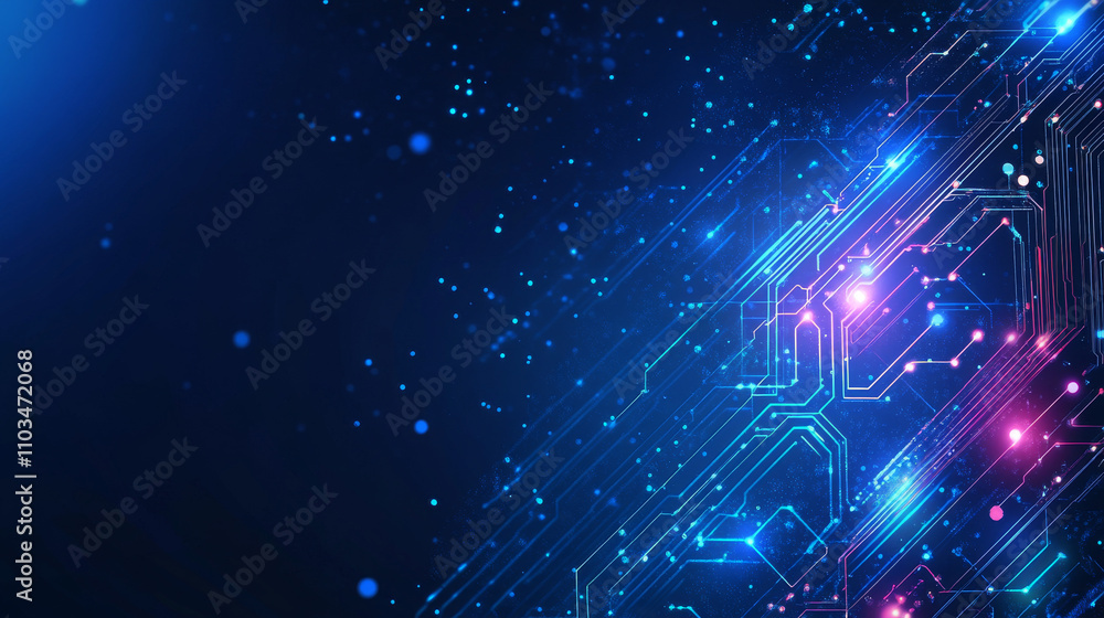 Fototapete ai chip background on technology blue background. circuit board. ai tech bg. semiconductor or cpu pr