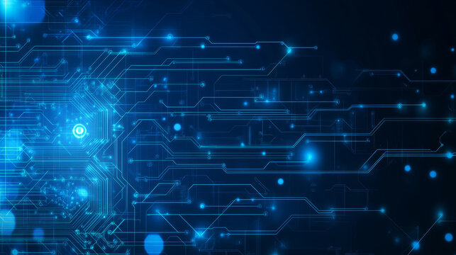 AI chip background on technology blue background. Circuit board. Ai Tech bg. Semiconductor or CPU processor. Artificial intelligence concept. Abstract digital vector illustration. Big data. 