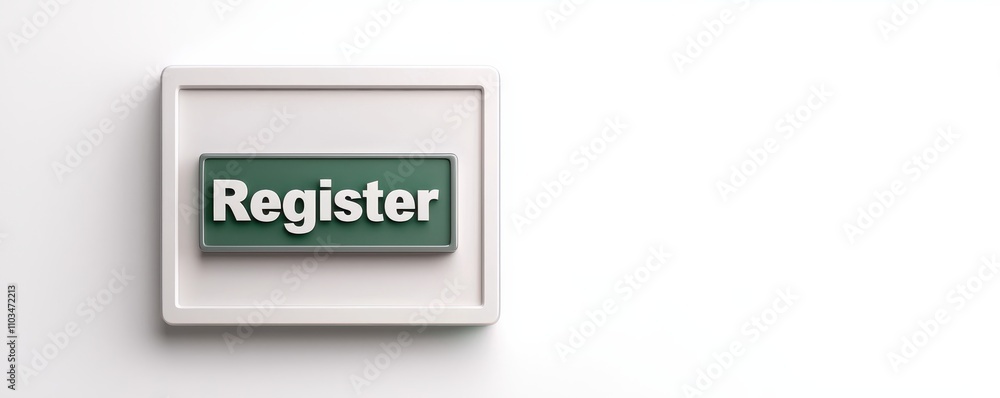 Aufkleber a simple green button labeled 