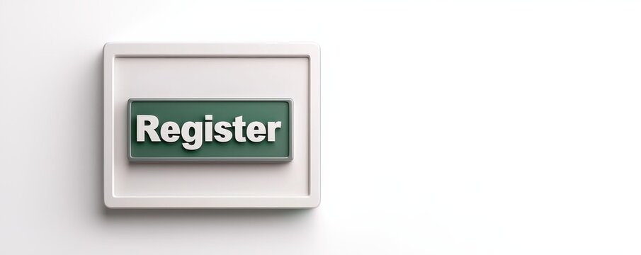 A simple green button labeled "Register" against a white background, typically used for online forms or event registrations.