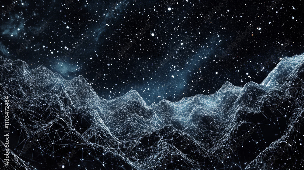 Poster new year number low poly wireframe. vector polygonal image in the form of a starry sky or space, con