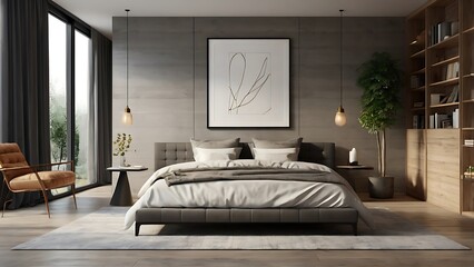 interior of a bedroom in gray