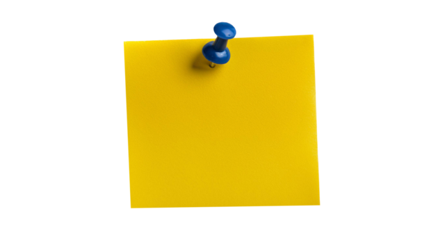 Yellow Sticky Note Pinned: Clip Art for Messages and Reminders