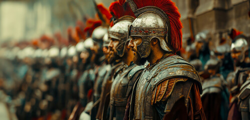 Fototapeta premium Achaemenid Warriors: A Cinematic Close-Up Perspective of Ancient Persian Soldiers