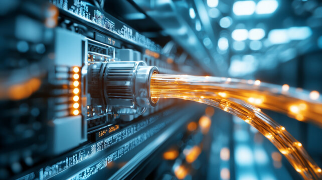 Ai generates dynamic data flow in technology infrastructure server room digital media high-tech environment close-up innovation