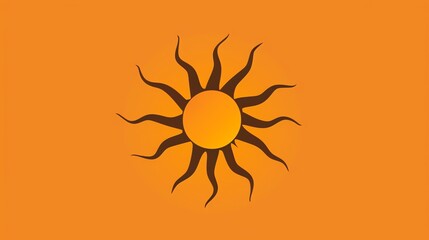 Naklejka premium A cartoon sun with a smiling face on an orange background.
