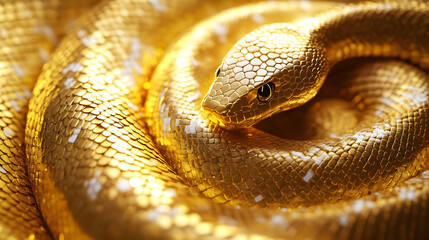 Fototapeta premium Golden Snake 3D Illustration