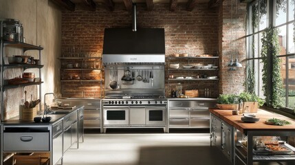 Industrial Chic Kitchen Design with Metal Accents