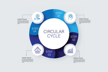 Infographic circle in thin line flat style. Business presentation template with 4 options
