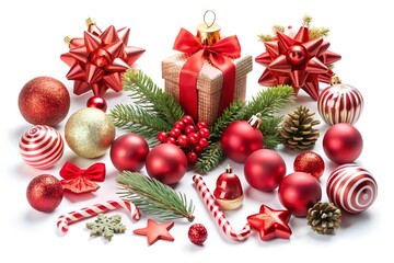 Collection Christmas set on white background