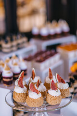 Delicious wedding reception candy bar dessert table
