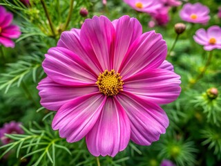 Obraz premium Close-Up of Blooming Pink Cosmos Flower in Backyard Garden for Valentine's Day Festivities, Showcasing the Beauty of Cosmos bipinnatus