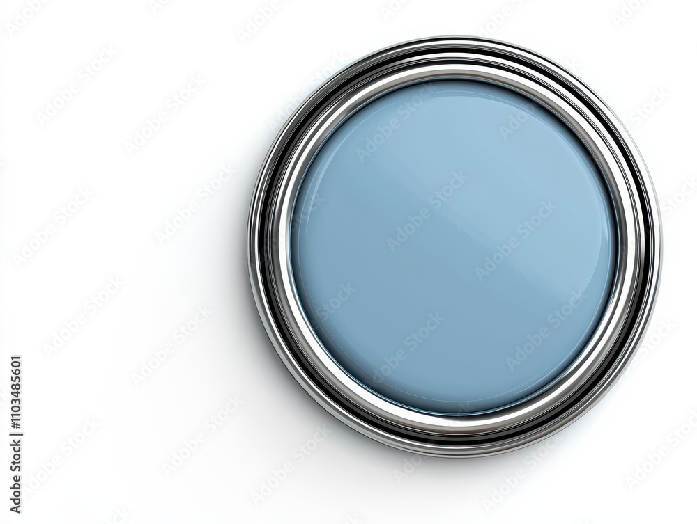 Aufkleber a simple circular button with a smooth blue surface and a metallic frame, creating a modern and slee
