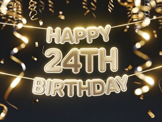 Shiny golden theme for a 24th birthday celebration.