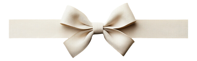 PNG Cream-colored ribbon bow on a white background
