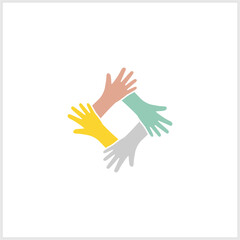 logo of hands supporting each other, helping each other abstract