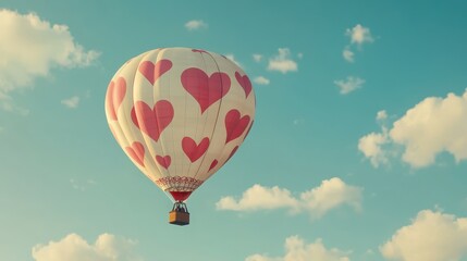 Fototapeta premium A whimsical hot air balloon with a heart pattern.