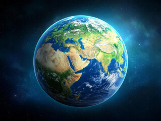 Fototapeta premium Earth biodiversity regions showcase nature's rich variety stunning view of Earth from space, showcasing continents and oceans, highlighting beauty of our planet.