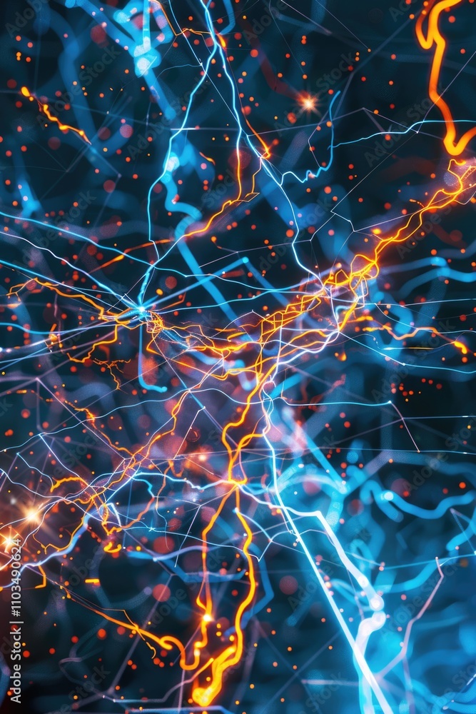 Poster colorful neural network, symbolizing intelligence and data processing.