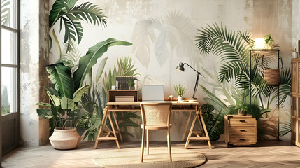 Modern style interior design 3d illustration