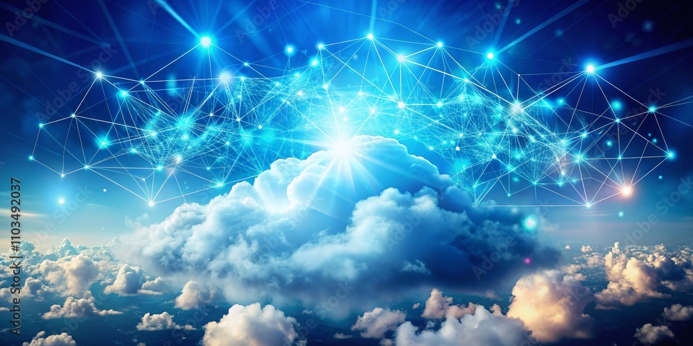 Poster cloud connection: exploring the power of connectivity in the digital age with expansive copy space f