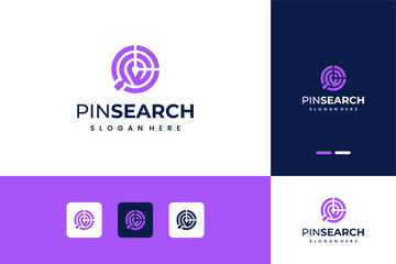 Pin location combine with search logo design inspiration