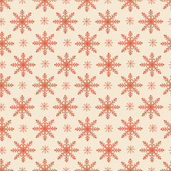 Geometric Christmas snowflakes vector seamless pattern design. For gift wrap, fabric design, scrapbook, wallpaper and more.