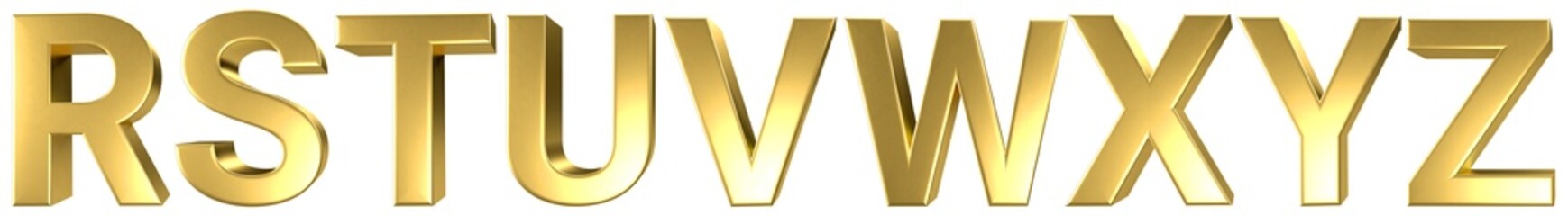 set of 3d render gold letters