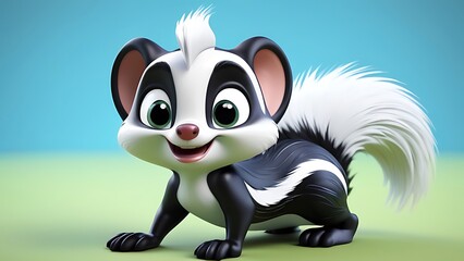 Fototapeta premium Cute 3D cartoon of skunk character. 
