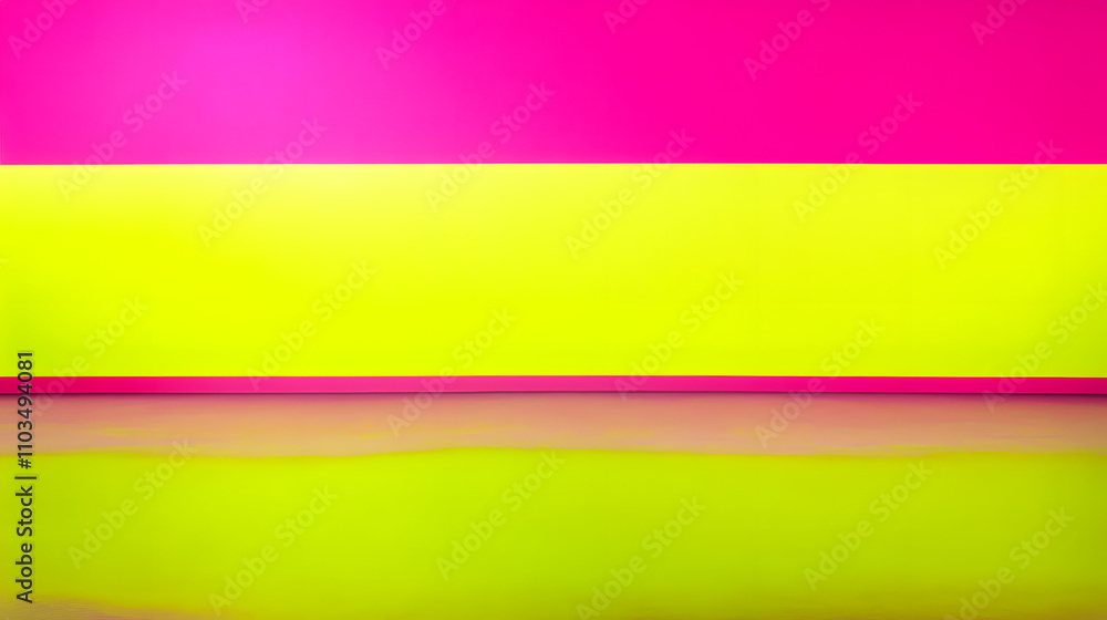 Poster abstract image featuring a vibrant pink and chartreuse yellow color block design. the colors are bol