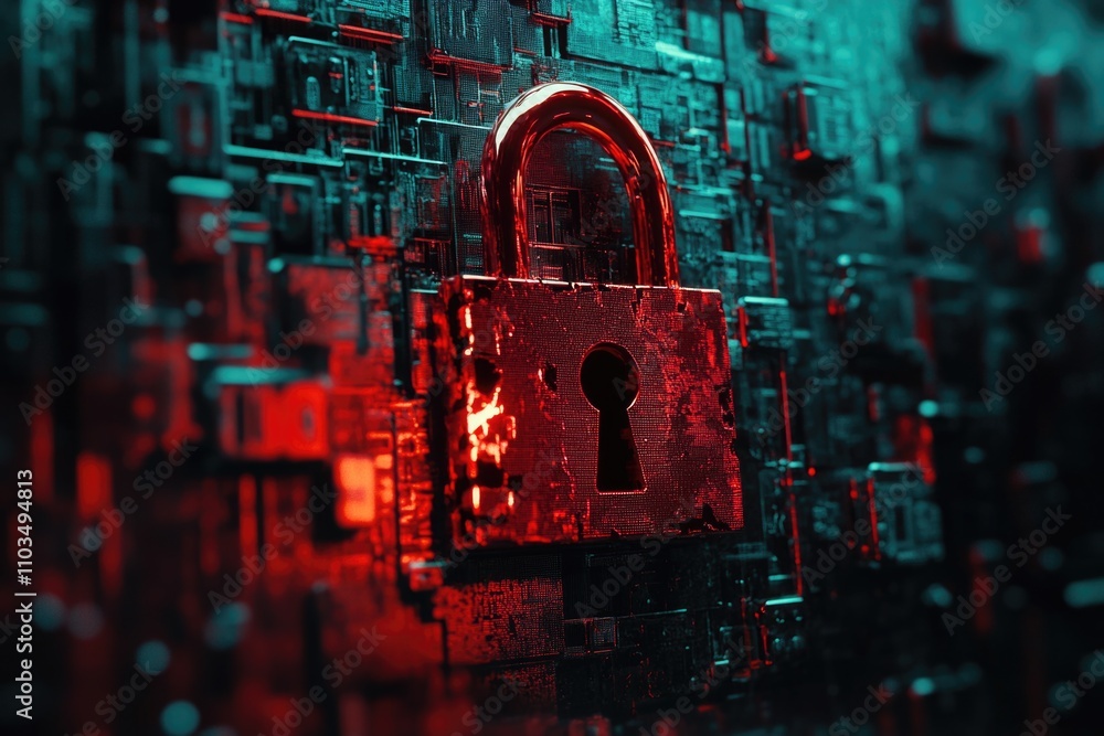 Aufkleber a digital lock and password, emphasizing the importance of data protection and cybersecurity.