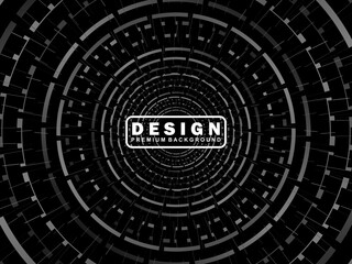 Abstract futuristic dark black background with circular wave design. Realistic 3d wallpaper with modern digital patterns. Perfect background for posters, websites, brochures, banners, apps, etc.