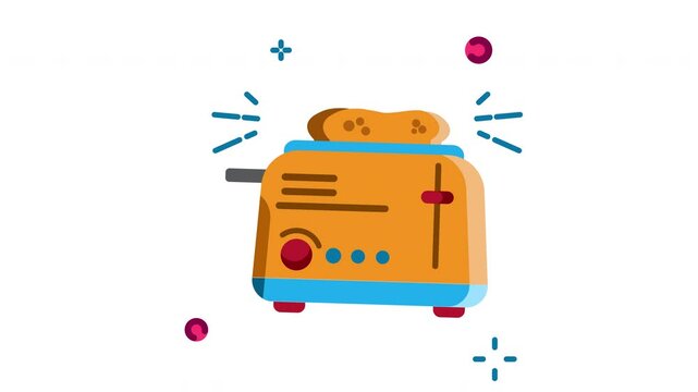 Animation toaster icon. Motion graphic animation cooking themed