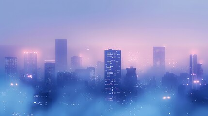 Fototapeta premium Cityscape at Dawn Soft Hues and Glowing Lights