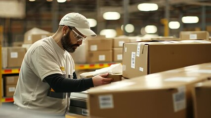 Engineer Oversees Automation in Warehouse Production Flow