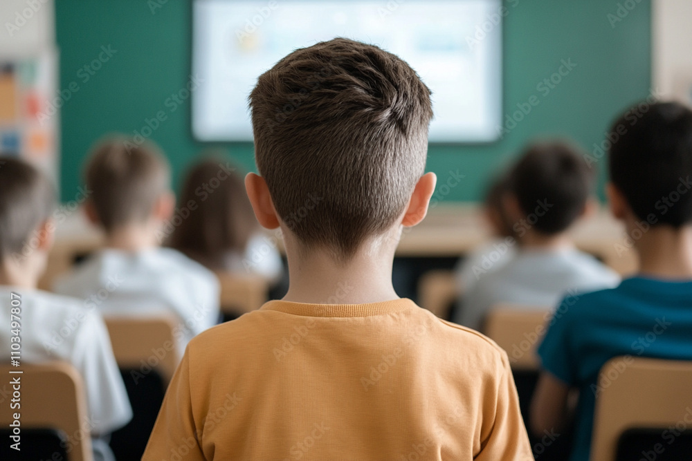 Poster classroom learning experience elementary school educational setting engaged students focus on ai gen