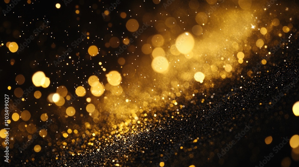 Aufkleber golden bokeh background with shimmering particles and sparkles that creates a magical ambiance for e