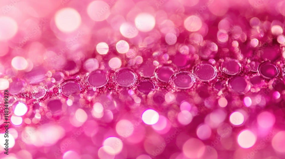 Poster pink background with many small pink circles. the circles are blurry and overlapping, creating a sen
