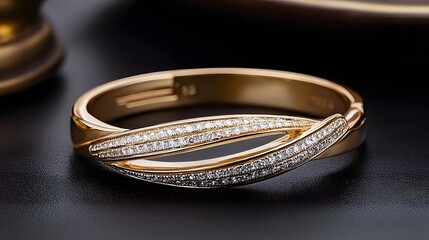 A diamond-encrusted bangle elegantly photographed, leaving a spacious area for brand content,