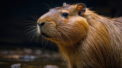 capybara side view, isolated background. Generative Ai
