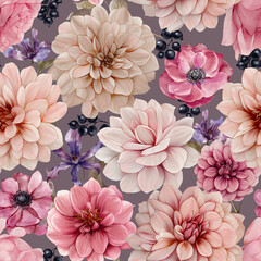 Watercolor floral seamless pattern. It's perfect for textile, wallpaper, fabric design, wrapping paper, digital paper.