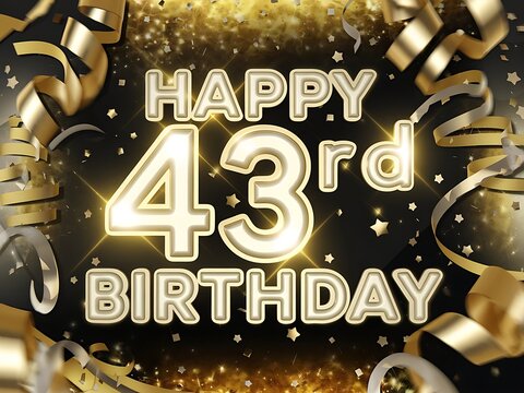 Stunning decorations for a 43rd birthday in gold and black.